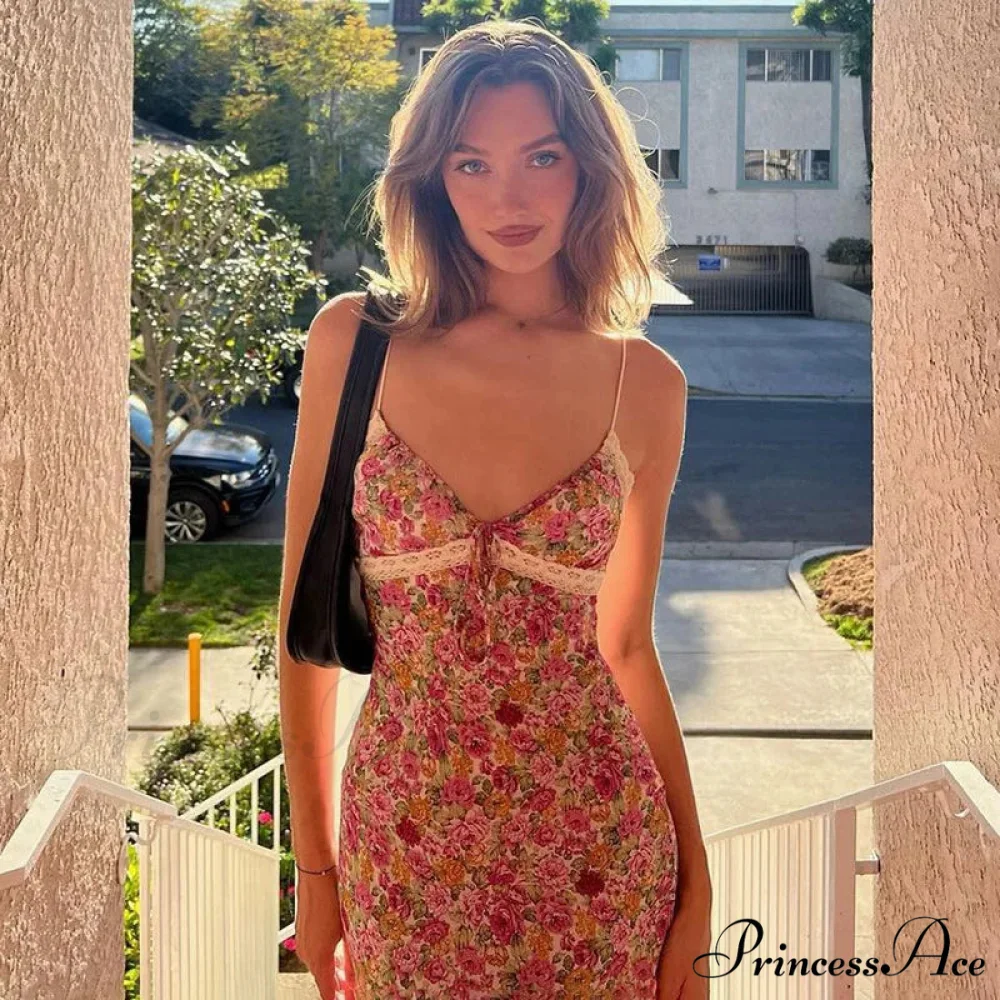 Sheer Blossom Lace Strap Bohemian Dress - Image 3