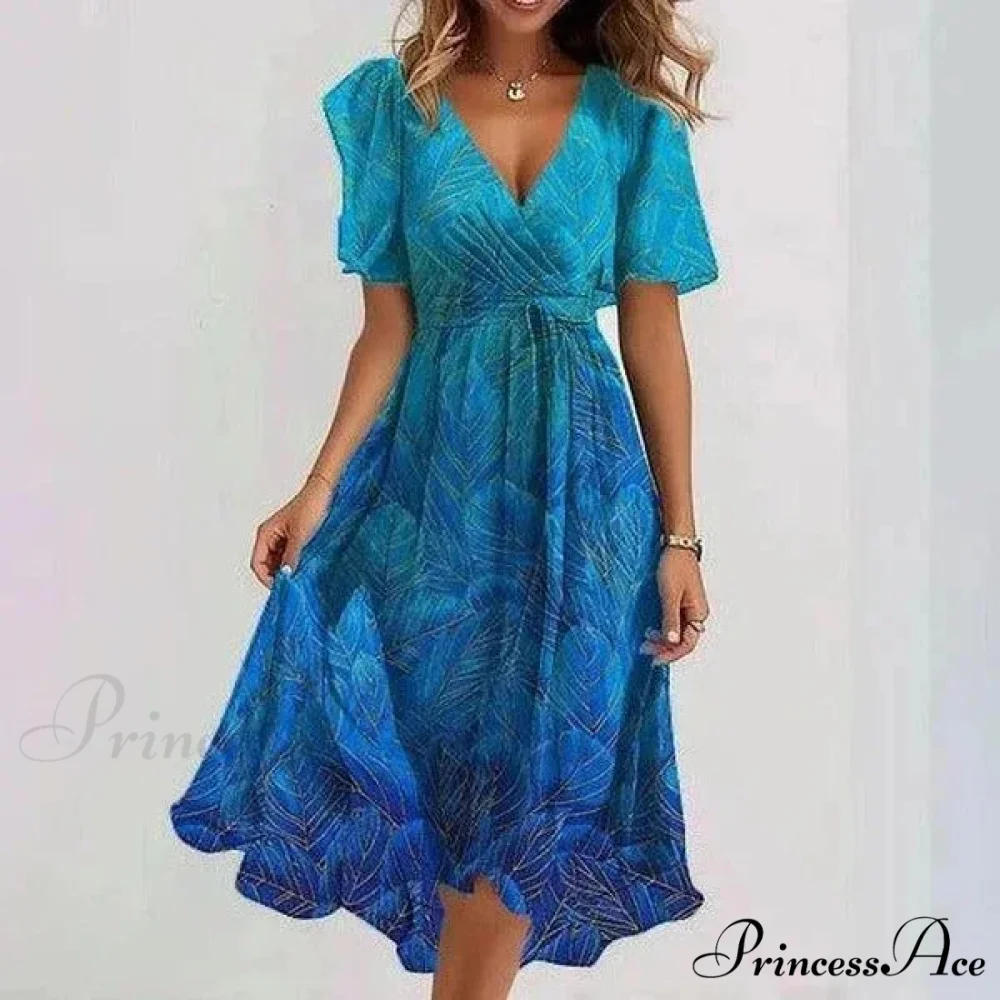 Sheer Blossom Pattern Plunging Neckline Dress - Image 11