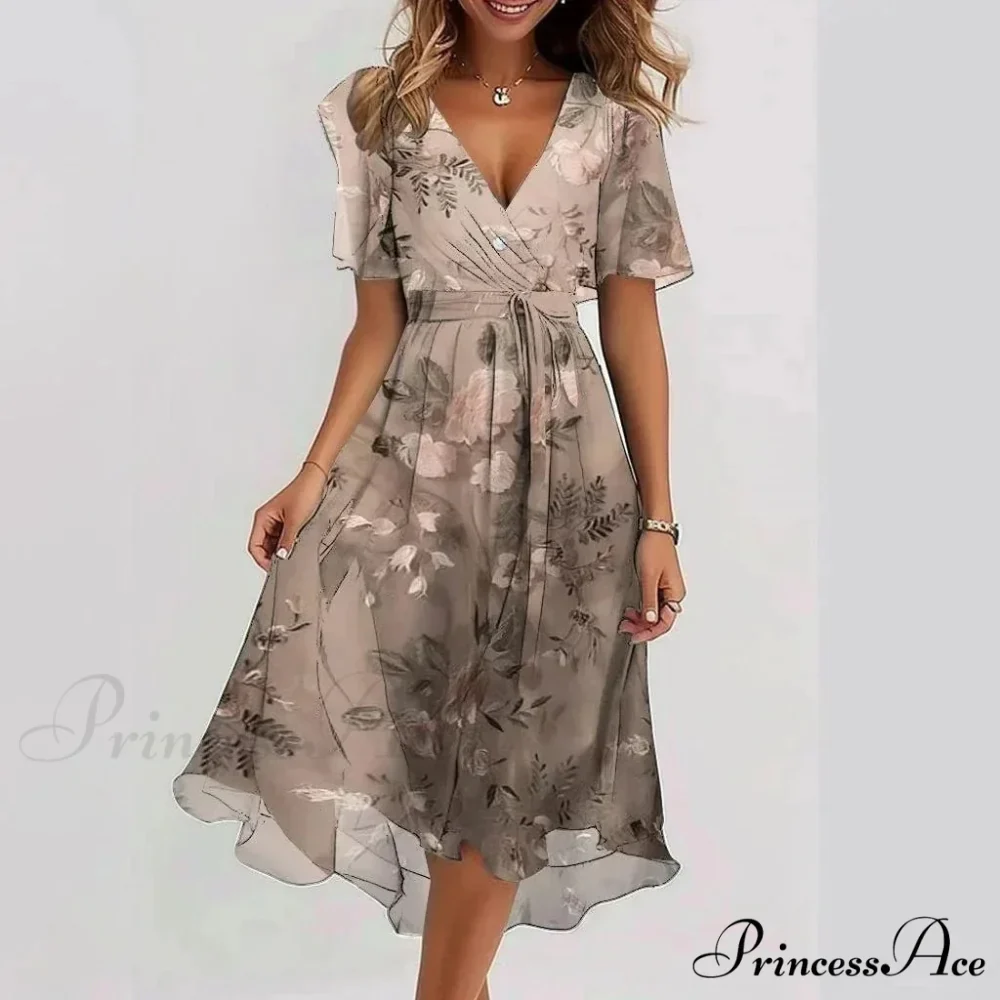 Sheer Blossom Pattern Plunging Neckline Dress - Image 13