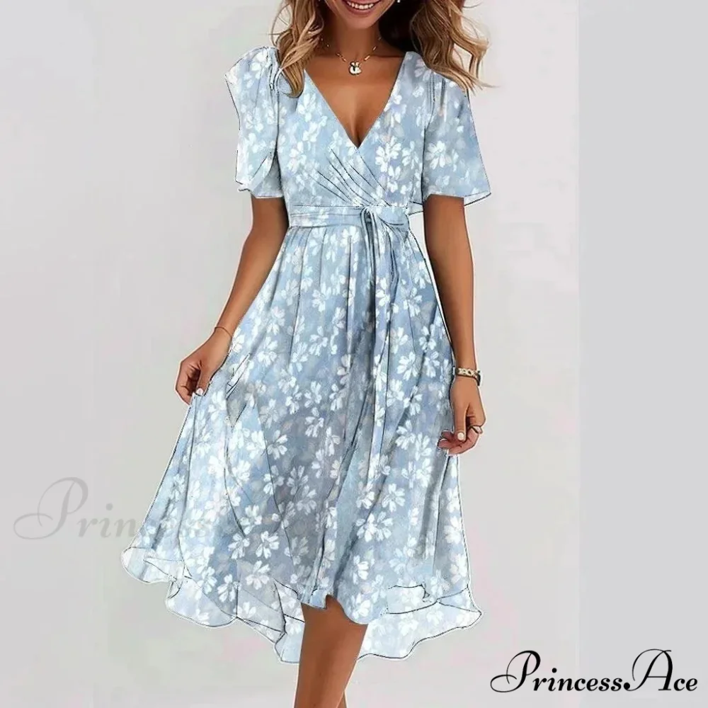 Sheer Blossom Pattern Plunging Neckline Dress - Image 14