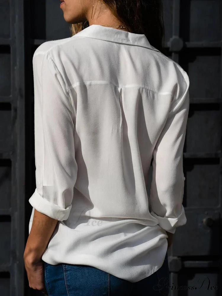 Sheer Collar Baggy Work Blouse - Image 2