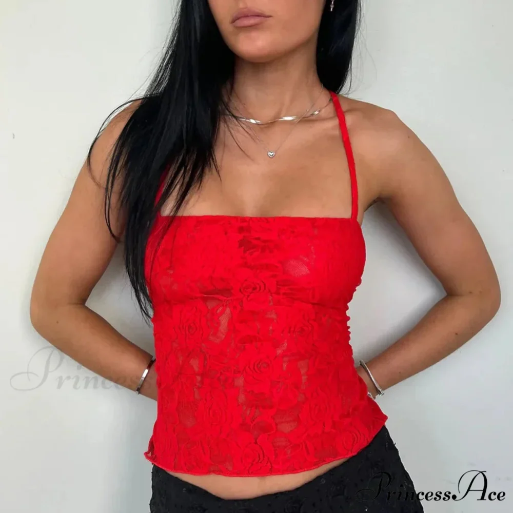 Sheer Cross Back Lace Crop Top - Image 4