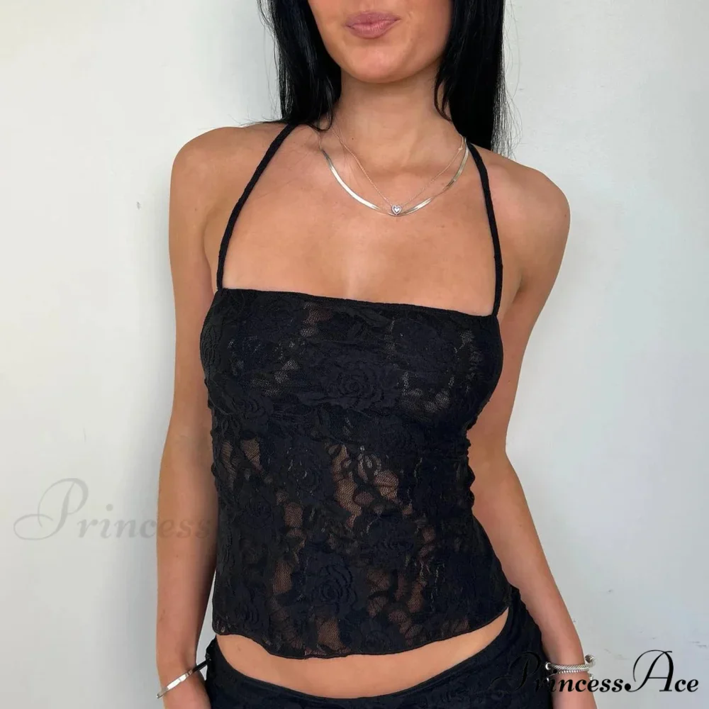 Sheer Cross Back Lace Crop Top - Image 5