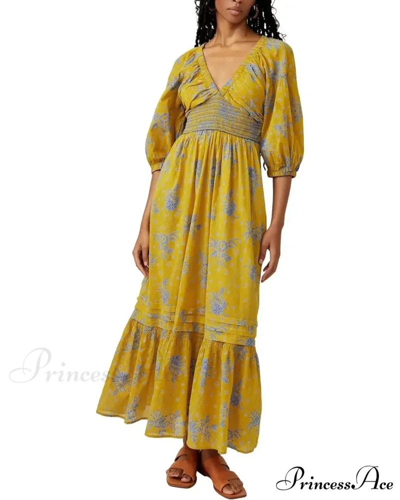 Sheer Extended Sleeve Festive Flower Bohemian Dress - Image 8