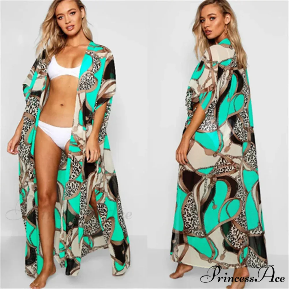 Sheer Flower Pattern Extended Sleeve Bohemian Wrap - Image 6