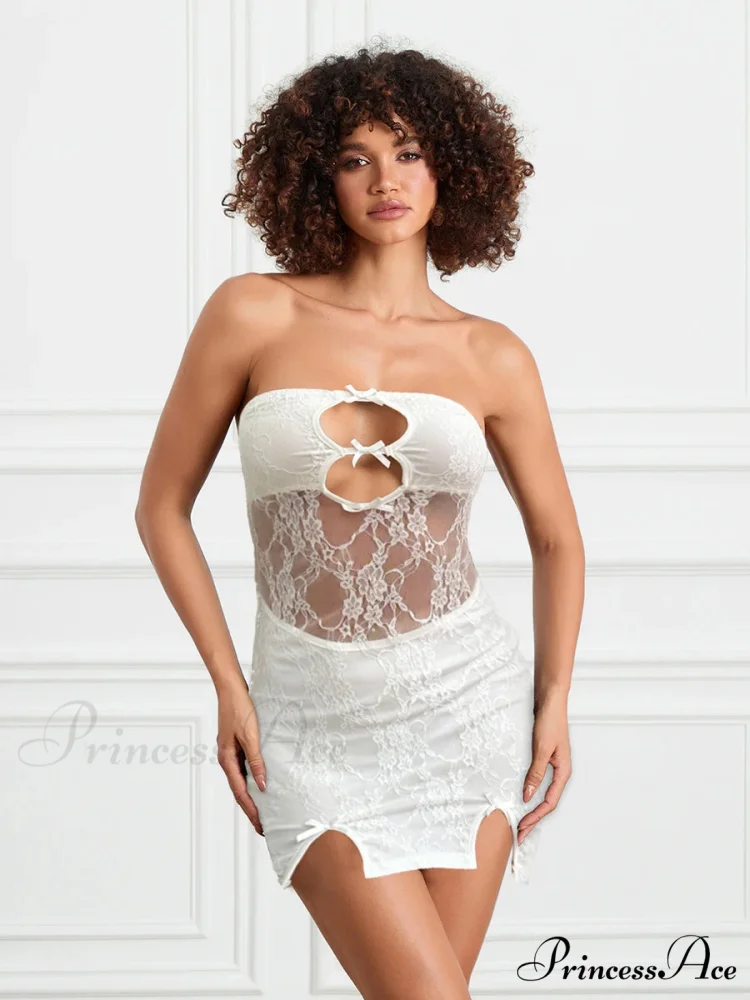 Sheer Lace Short Dress - Image 2
