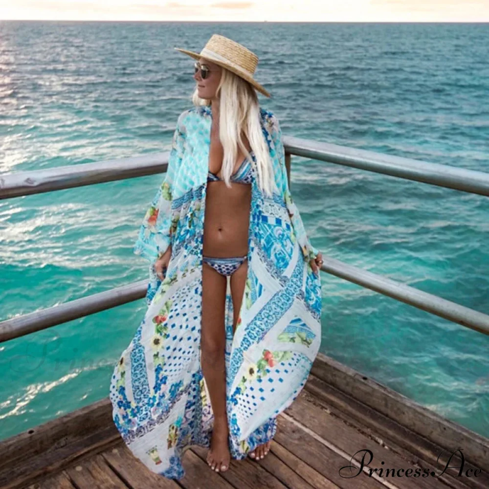 Sheer Leopard Print Kimono Bohemian Beach Cover up - Image 12