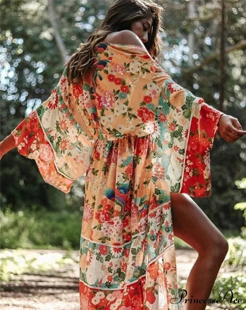 Sheer Leopard Print Kimono Bohemian Beach Cover up - Image 7