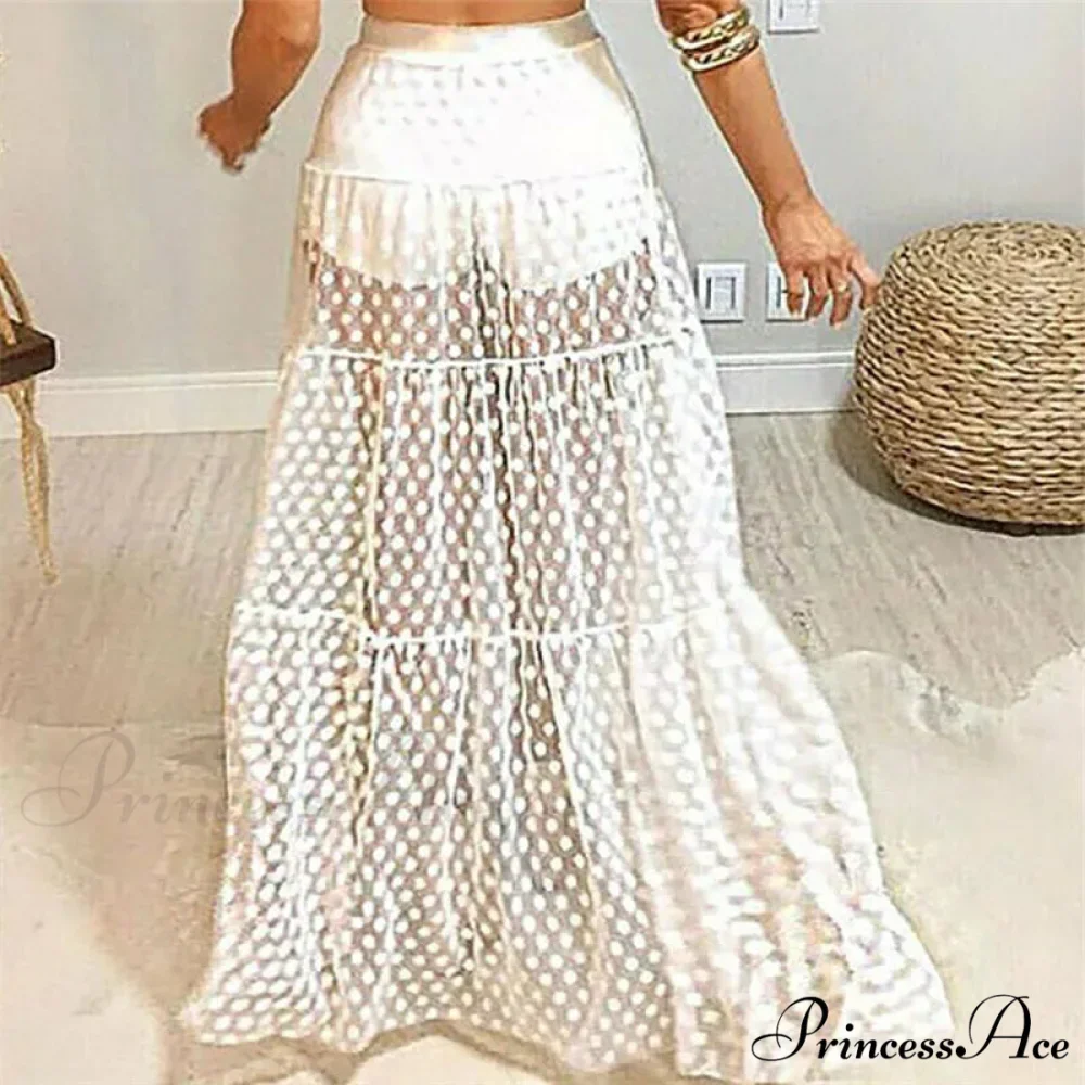 Sheer Polka Dot See-Through Maxi Skirt Marriage Celebration Skirt - Image 6