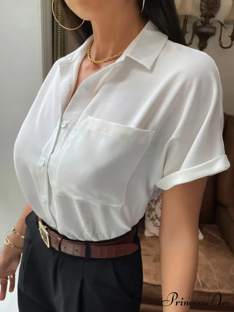 Sheer Short-Sleeved Informal Blouse - Image 4