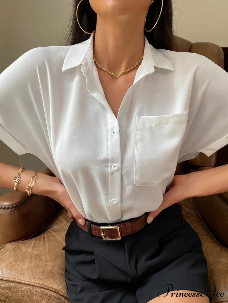 Sheer Short-Sleeved Informal Blouse - Image 5