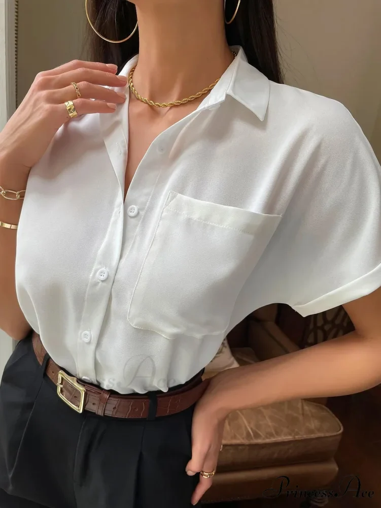 Sheer Short-Sleeved Informal Blouse - Image 6