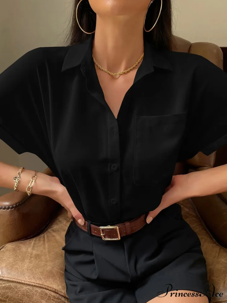 Sheer Short-Sleeved Informal Blouse - Image 8