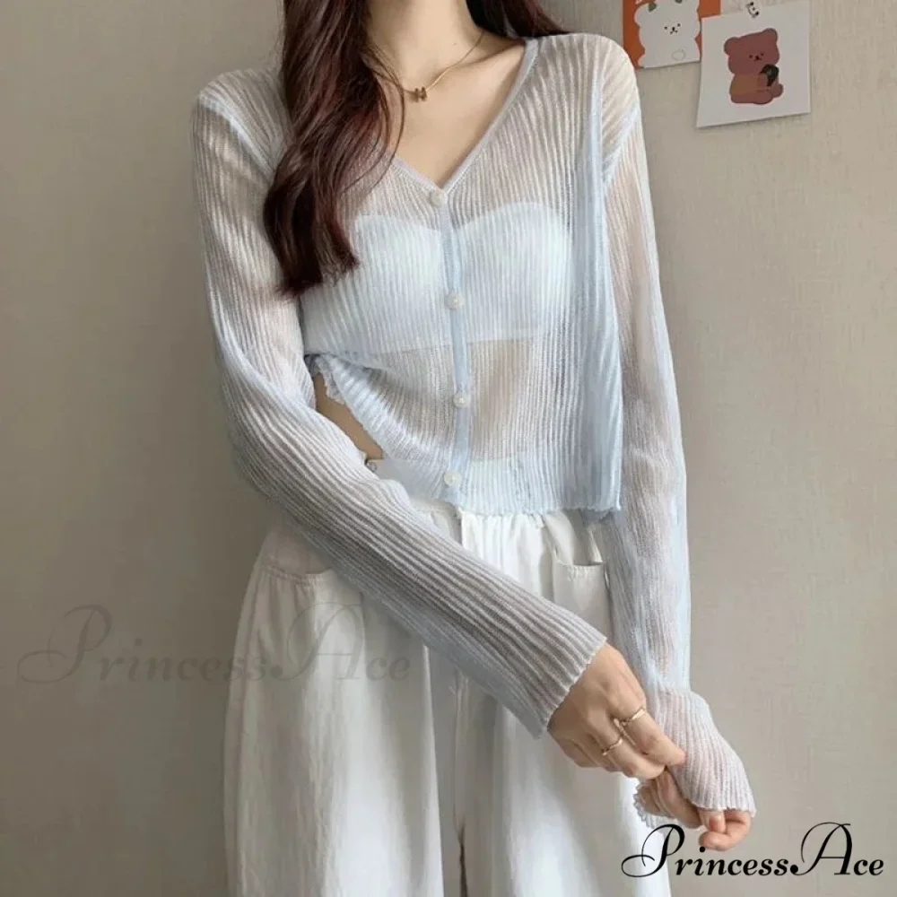 Sheer Silk Transparent Slim Pink Knitted Cardigan - Image 4