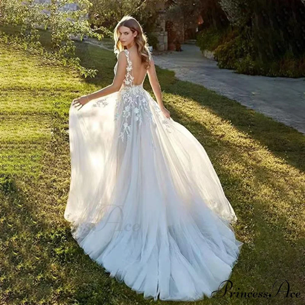 Sheer Tulle Beach Wedding Gown - Image 2