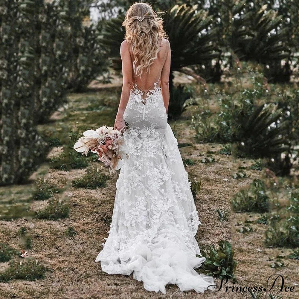 Sheer Tulle Extended Train Wedding Dress - Image 2