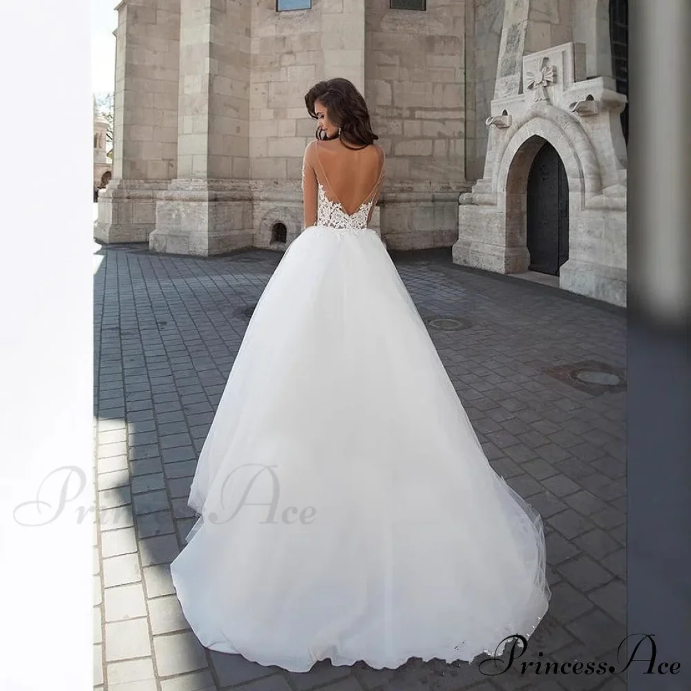 Sheer V-Neck Off-Shoulder Bridal Gown - Image 2