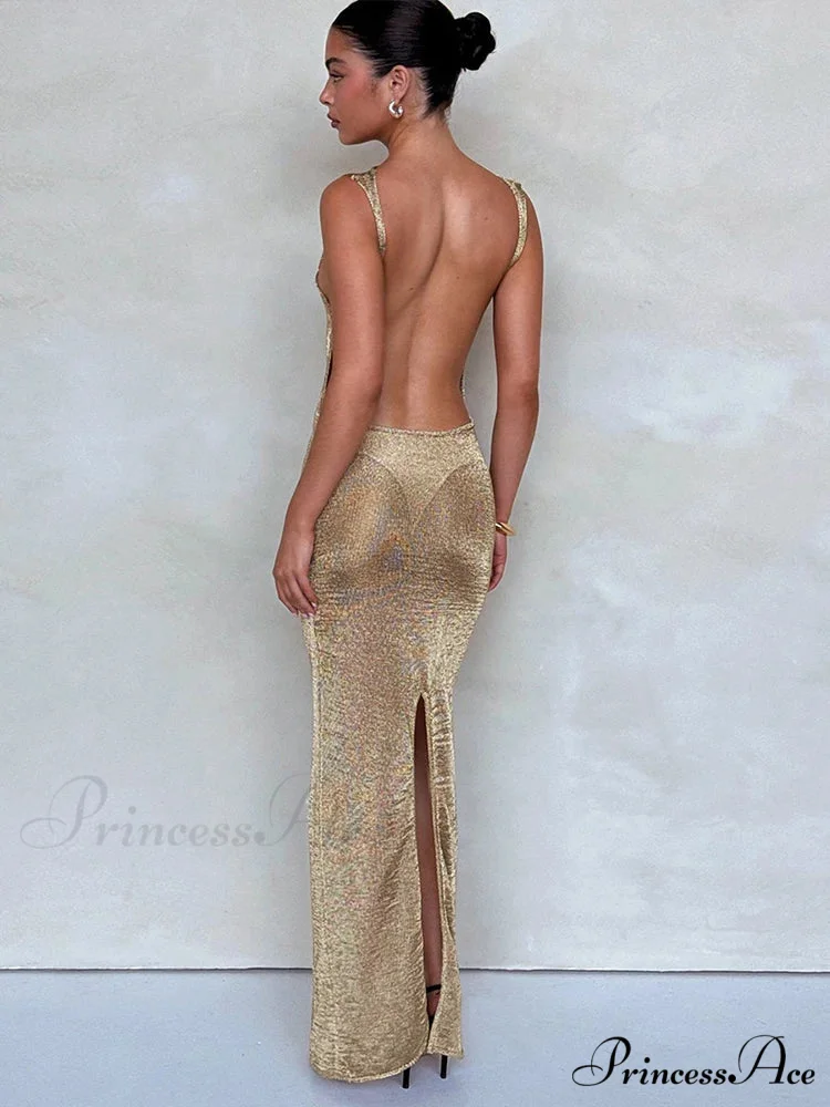 Shimmer Glint Sleek Holiday Dress - Image 3