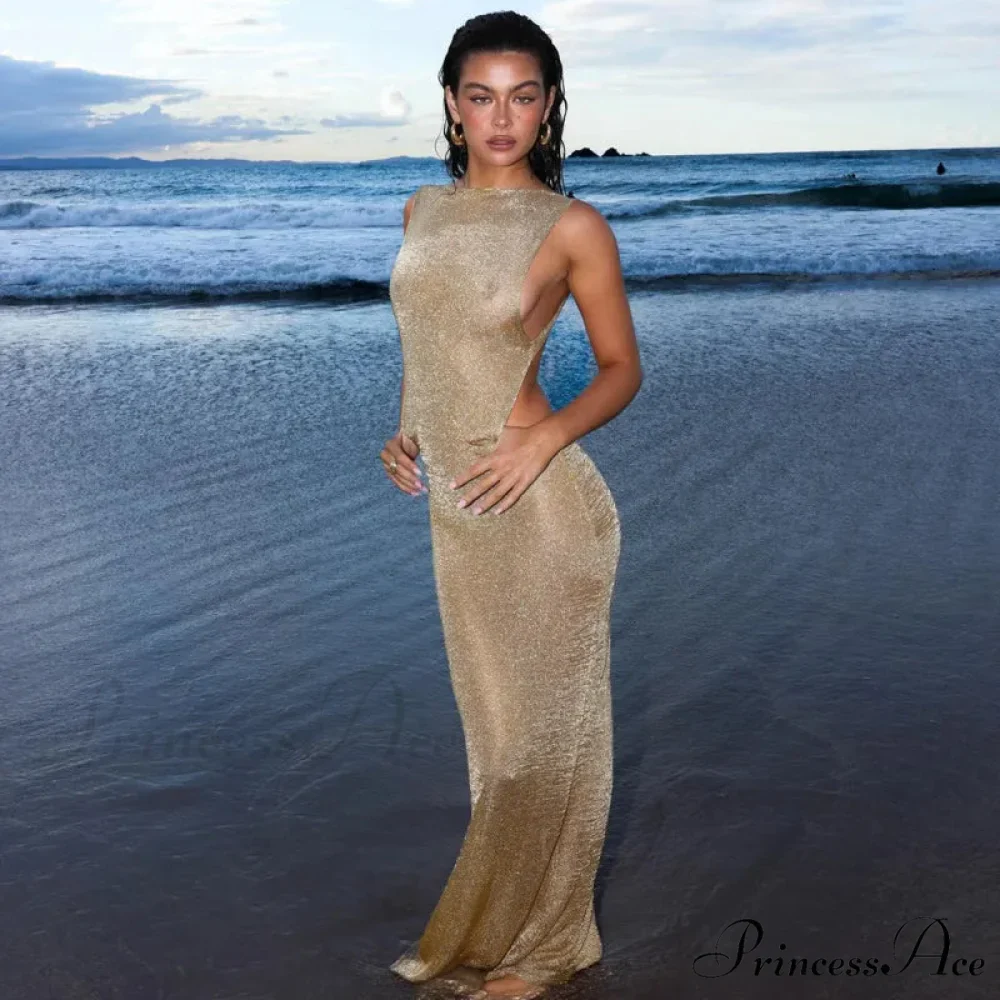 Shimmer Glint Sleek Holiday Dress - Image 5