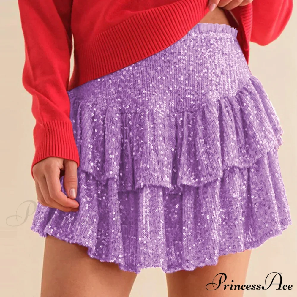 Shimmering Glitter Layered Skirt - Image 3