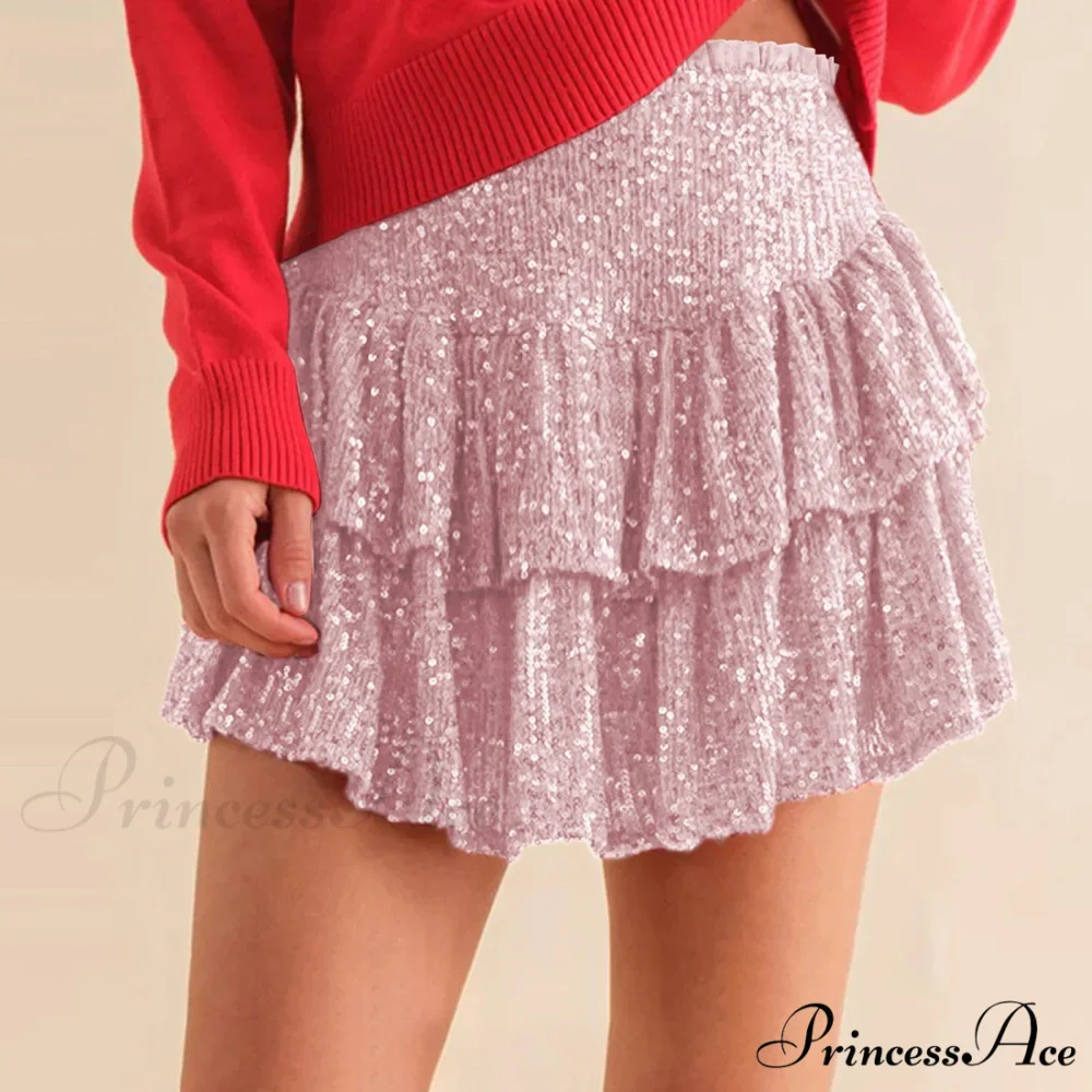 Shimmering Glitter Layered Skirt - Image 4