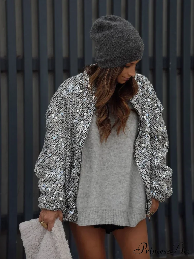 Shiny Sparkles Patchwork Bomber Jacket - Image 2