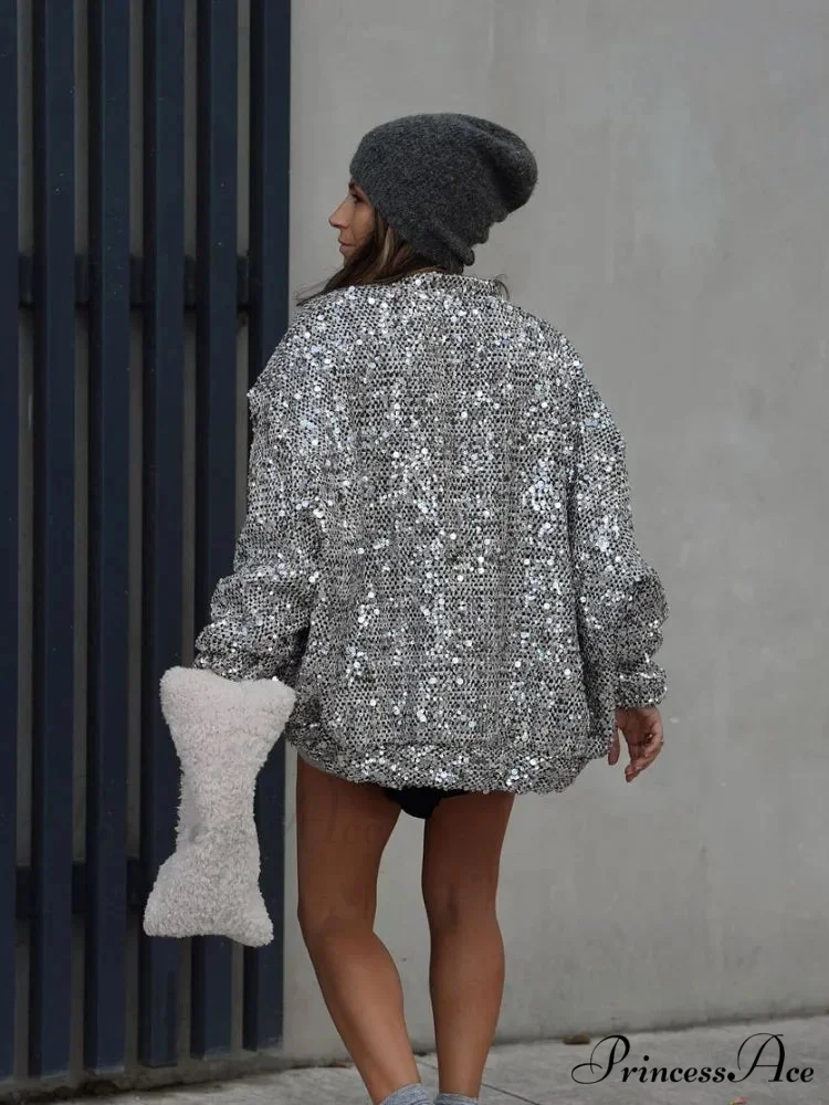 Shiny Sparkles Patchwork Bomber Jacket - Image 5