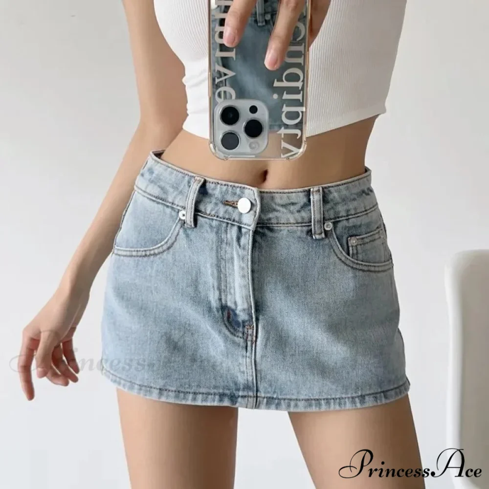Short Tiny Slim Denim Skirt - Image 2