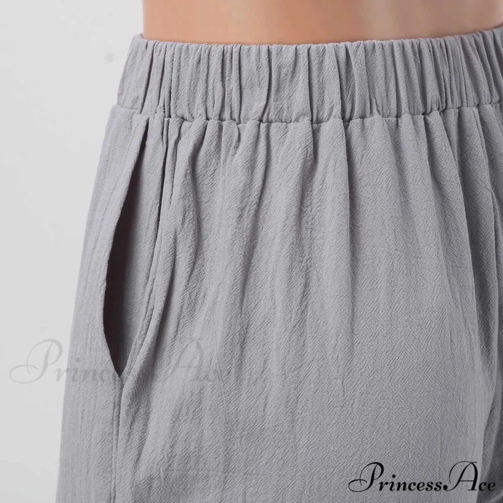 Shortened Slanted Pocket Stretchy Trousers - Image 3