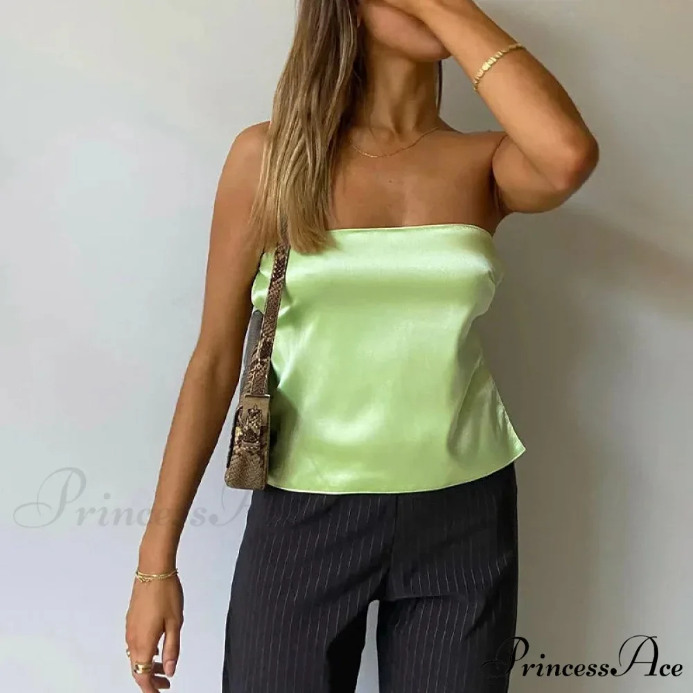 Silky Fasten-Up Tube Crop Top - Image 2