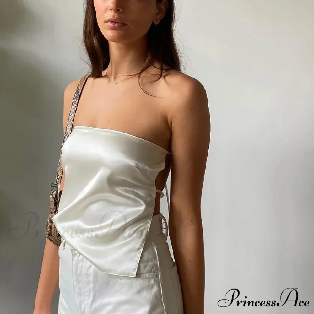 Silky Fasten-Up Tube Crop Top - Image 3