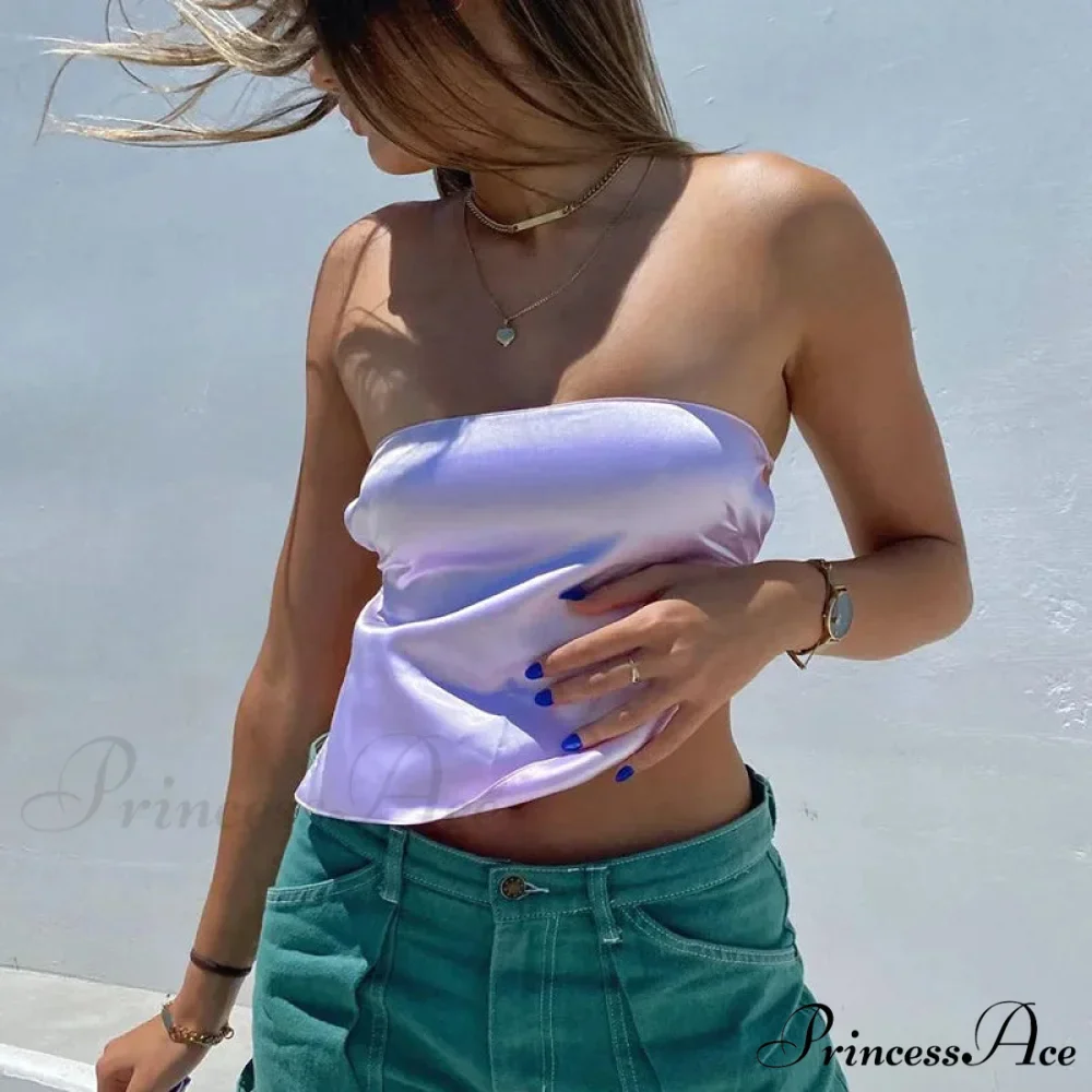 Silky Fasten-Up Tube Crop Top - Image 6