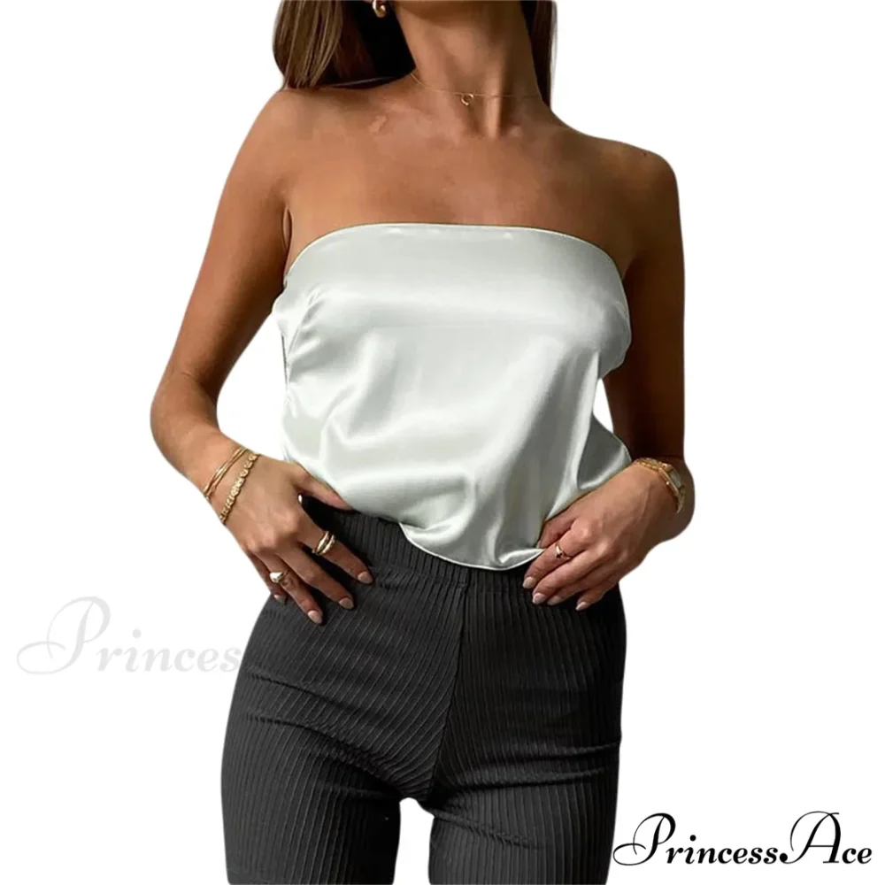 Silky Fasten-Up Tube Crop Top - Image 7