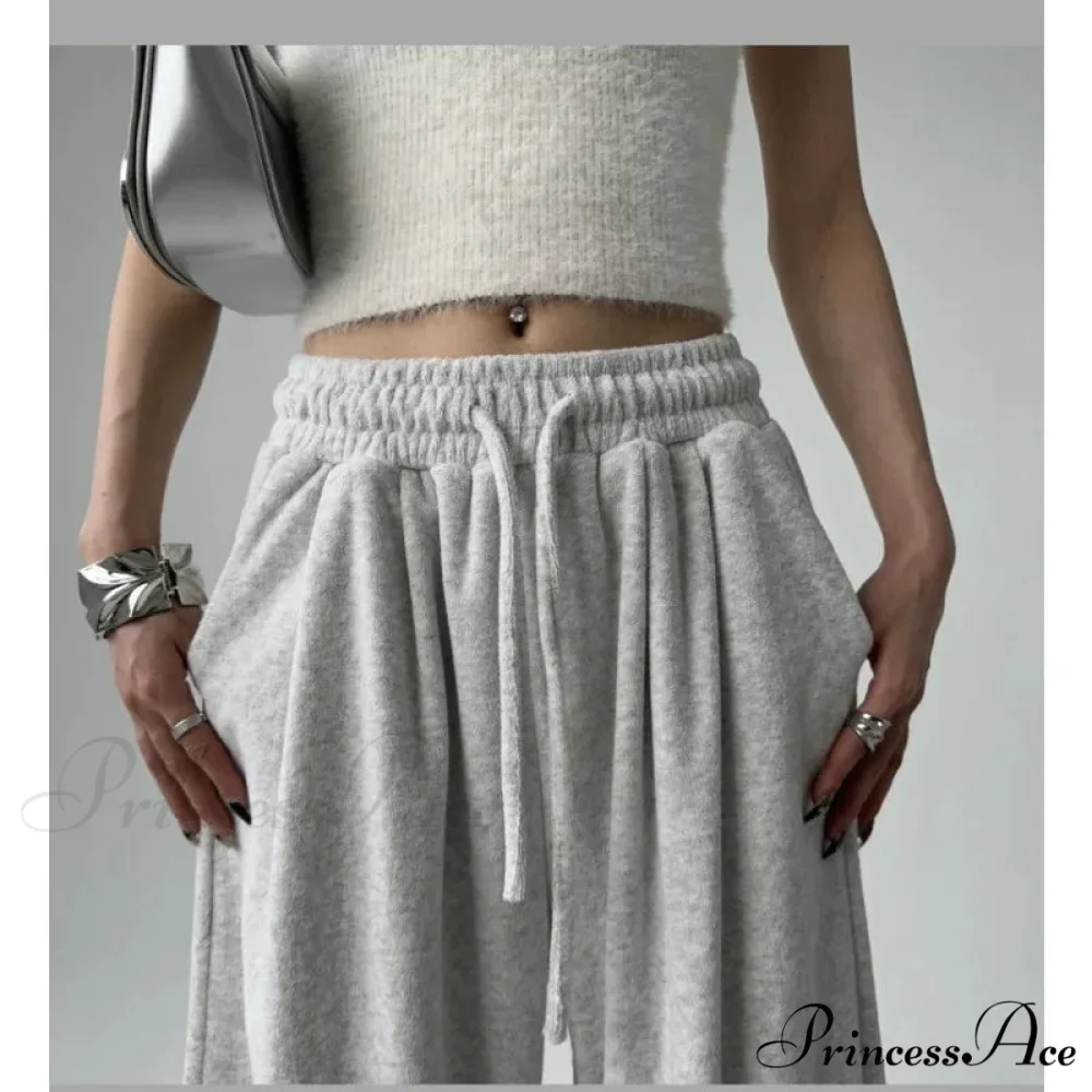 Simple Grey Knit Jogger Trousers - Image 9