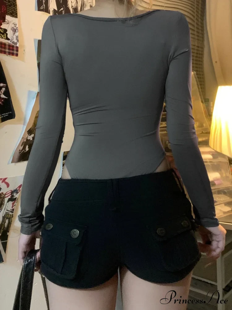 Simple Lace Trim Informal Slim Square Neck Knit Top - Image 3