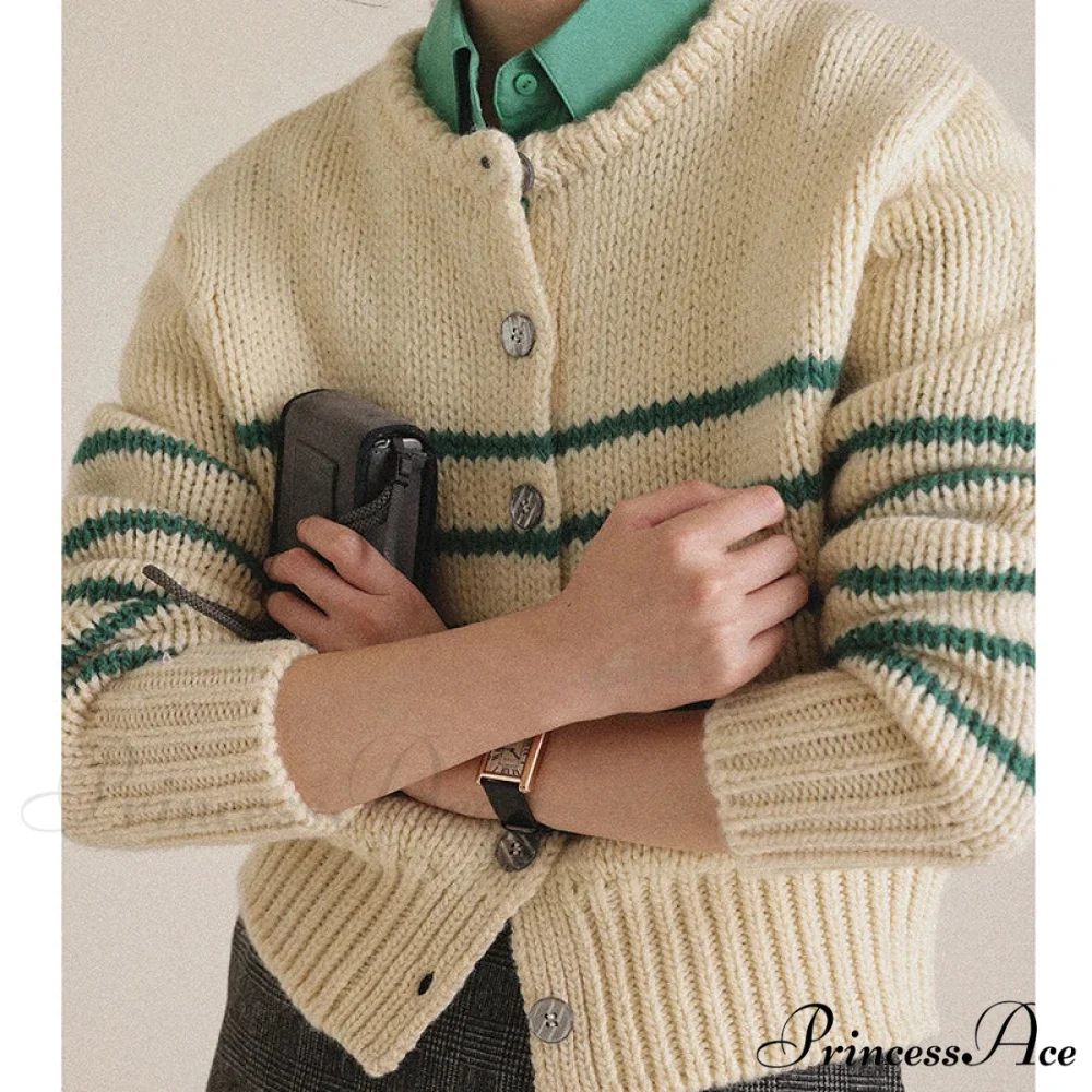 Single-breasted Banded Knitted Cardigan - Image 2