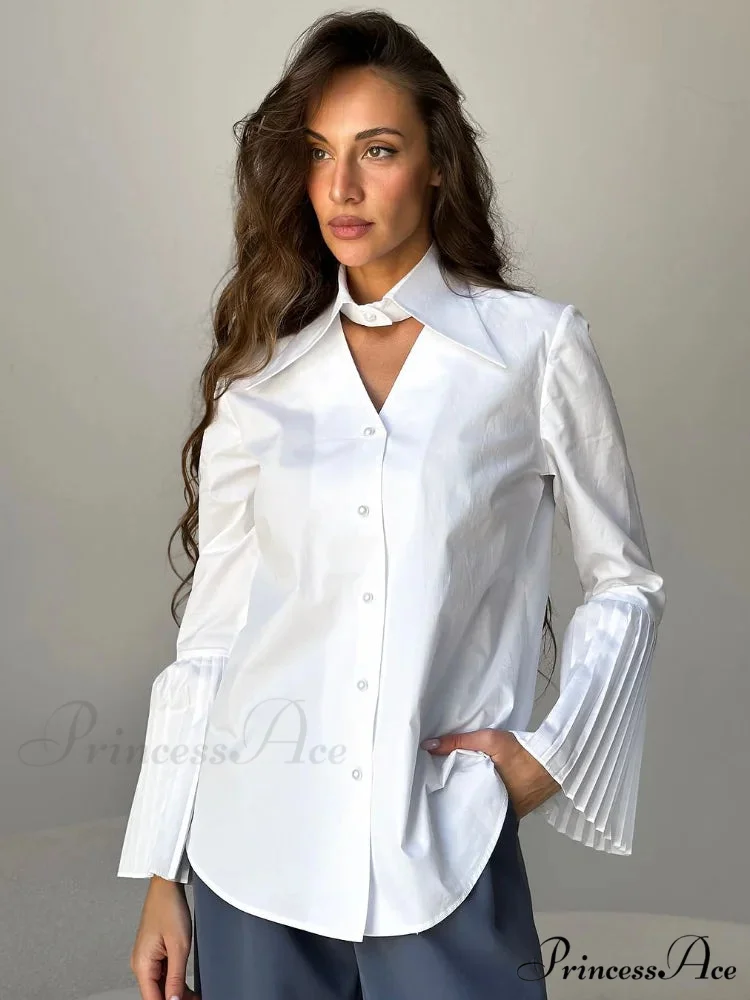 Single Breasted Frills Long Sleeve Blouse - Image 5