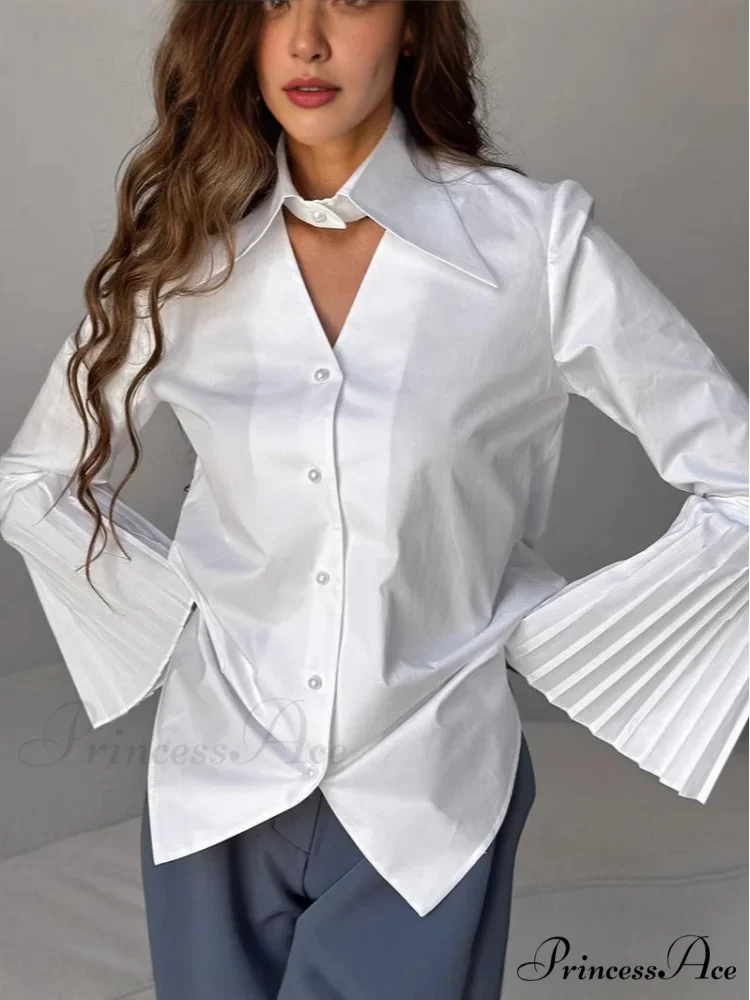 Single Breasted Frills Long Sleeve Blouse - Image 6