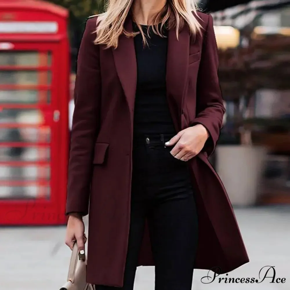 Single-Breasted Wool Suit Jacket Overcoat - Image 4