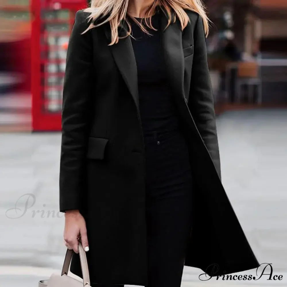 Single-Breasted Wool Suit Jacket Overcoat - Image 5