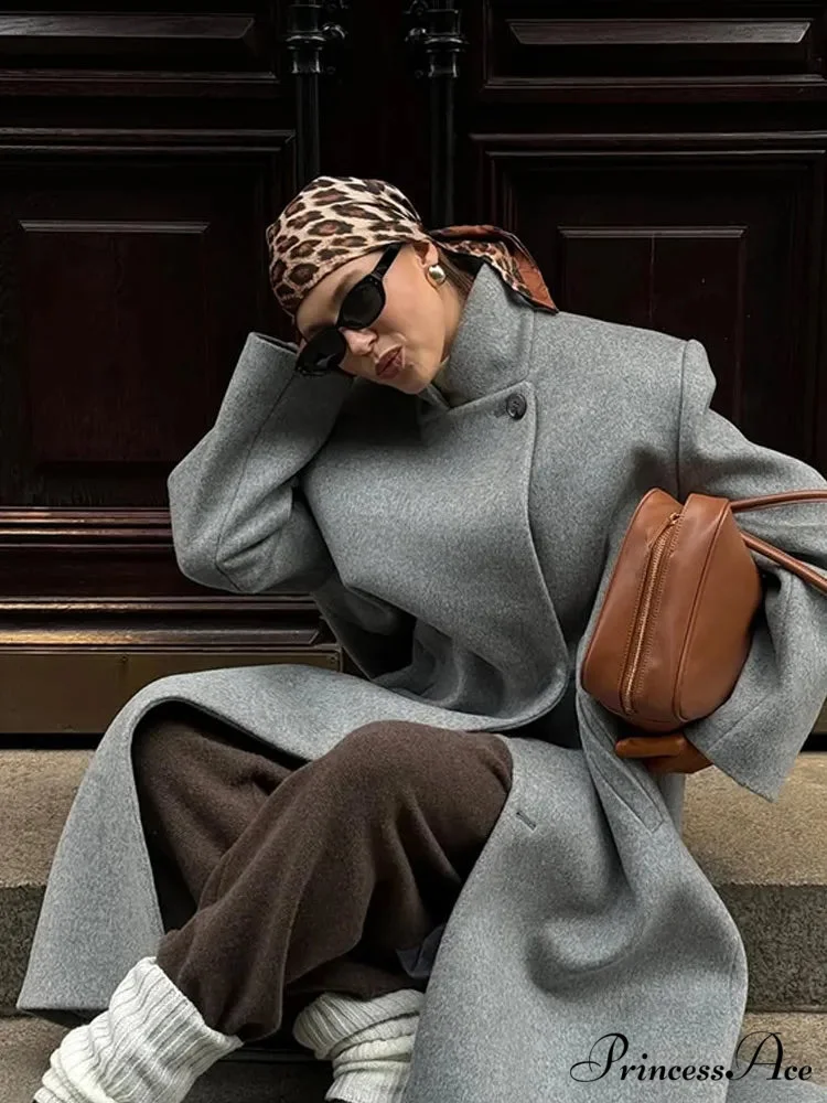 Single Button Woolen Extended Coat - Image 2