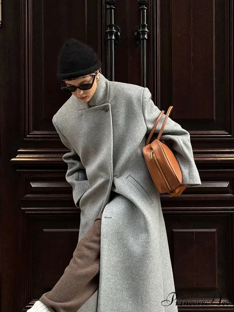 Single Button Woolen Extended Coat - Image 3