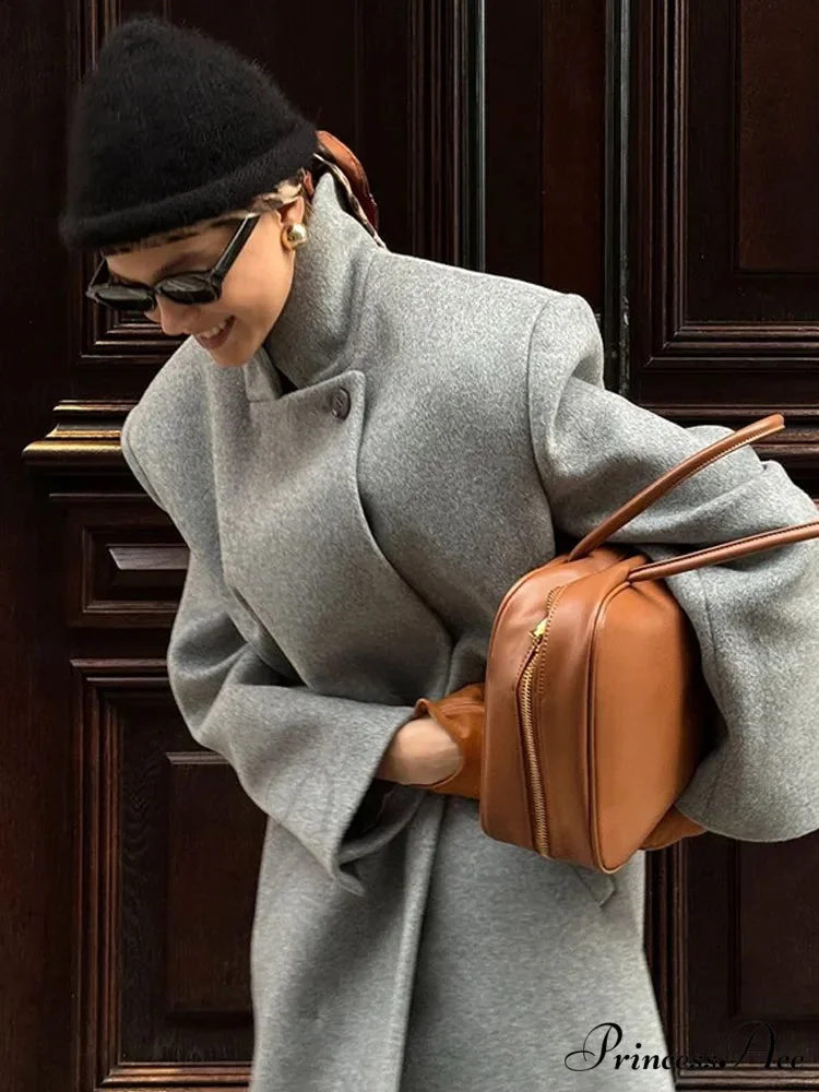 Single Button Woolen Extended Coat - Image 4