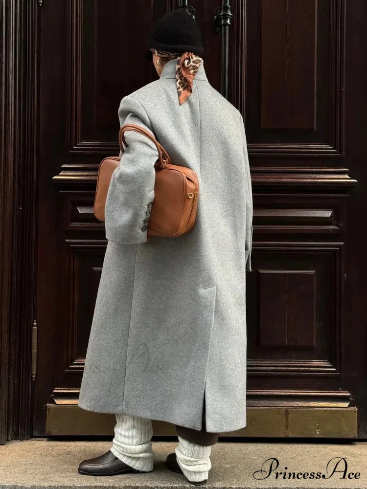 Single Button Woolen Extended Coat - Image 5