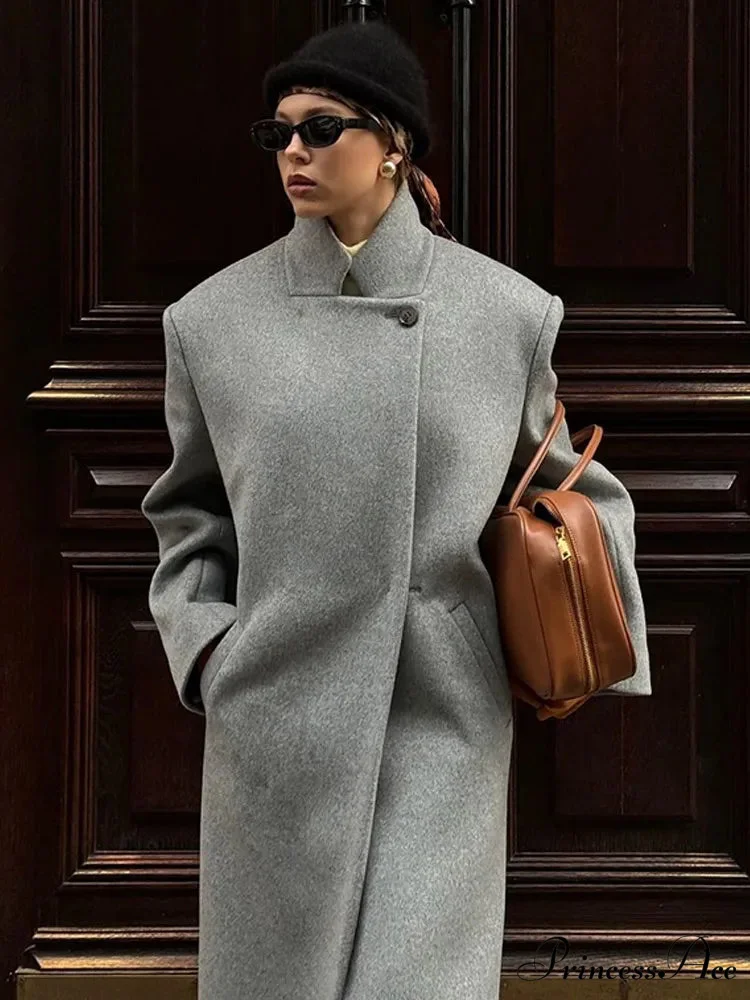Single Button Woolen Extended Coat - Image 7