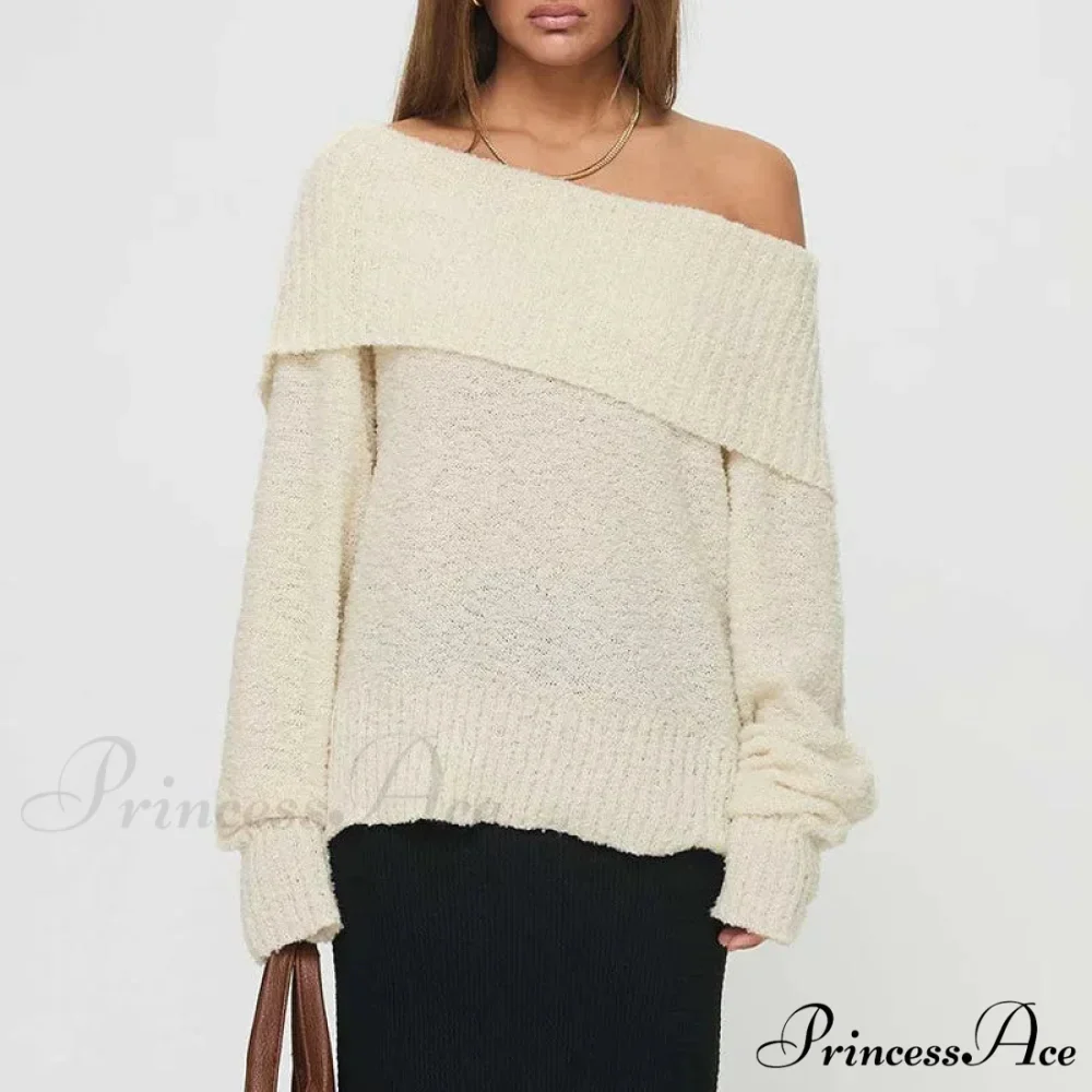 Single Shoulder Sleek Long Sleeve Pullover Jumper - Image 3