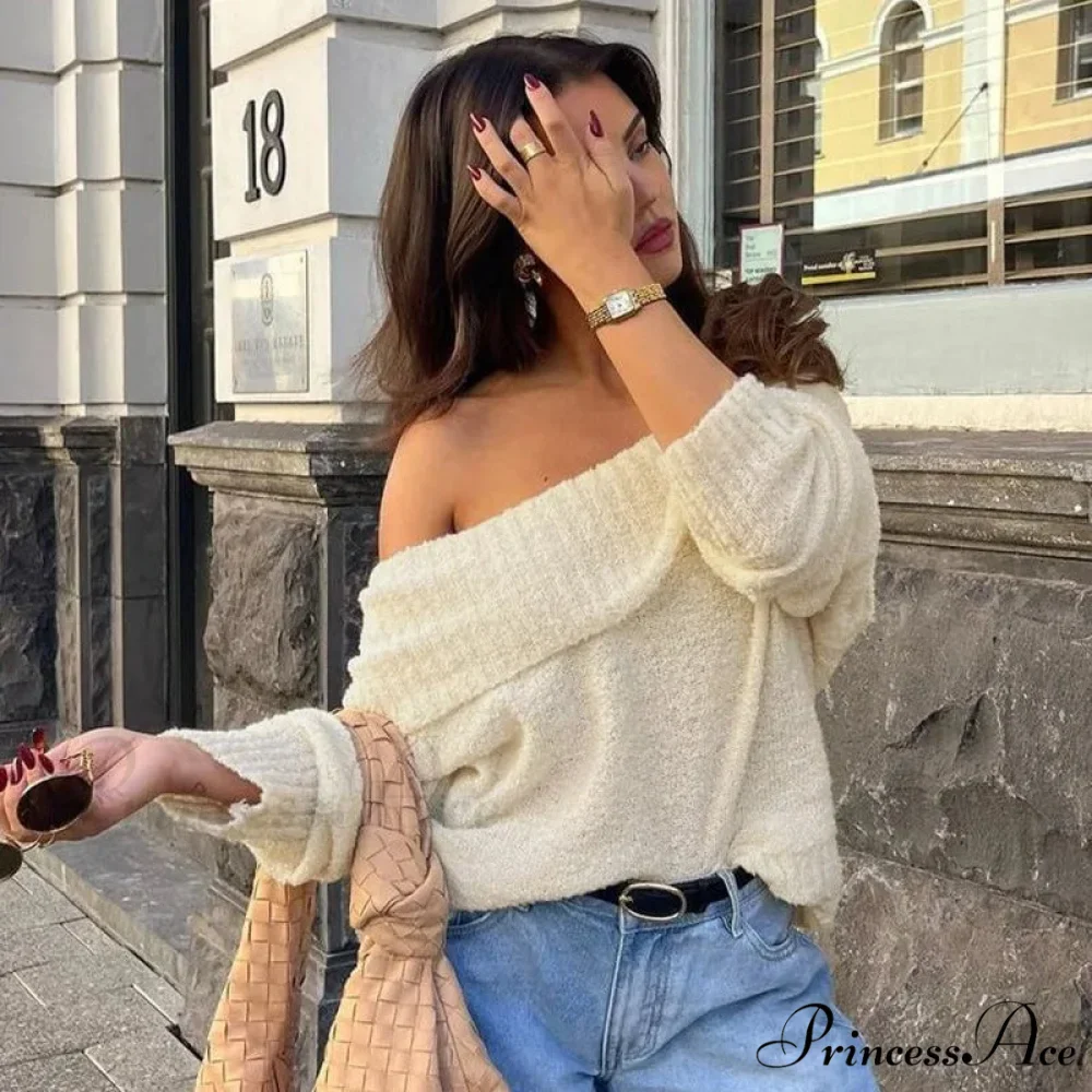 Single Shoulder Sleek Long Sleeve Pullover Jumper - Image 5