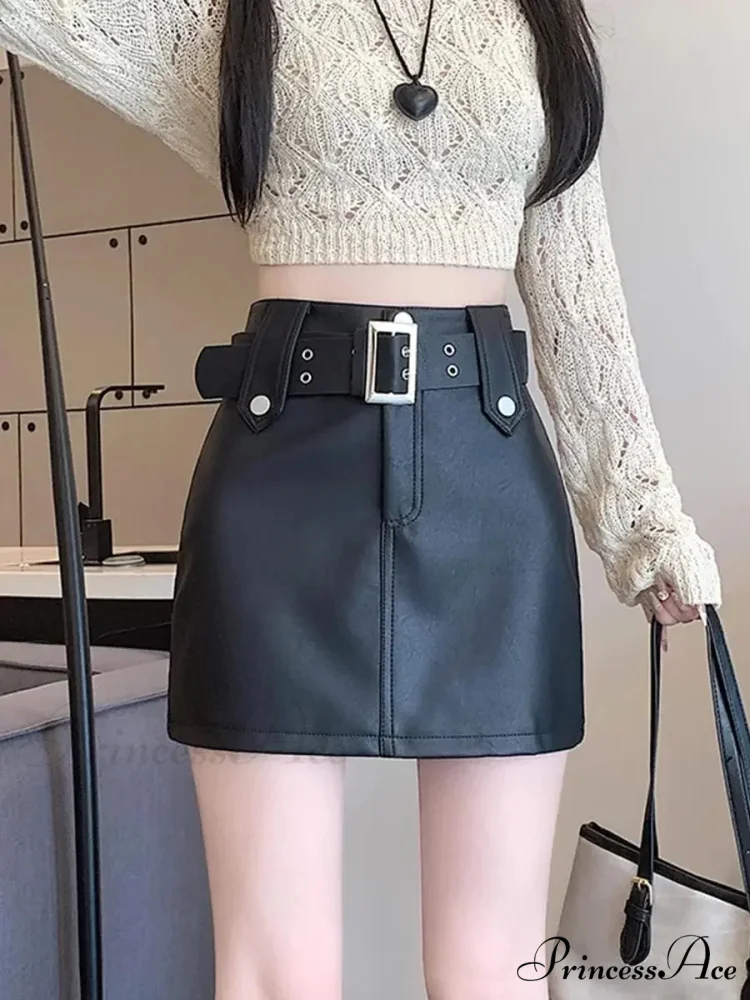Skin Tall Waist Dark Skirt - Image 3