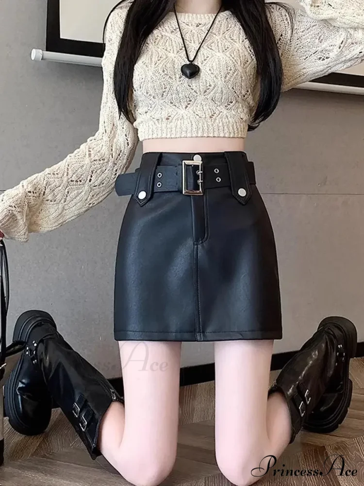 Skin Tall Waist Dark Skirt - Image 5