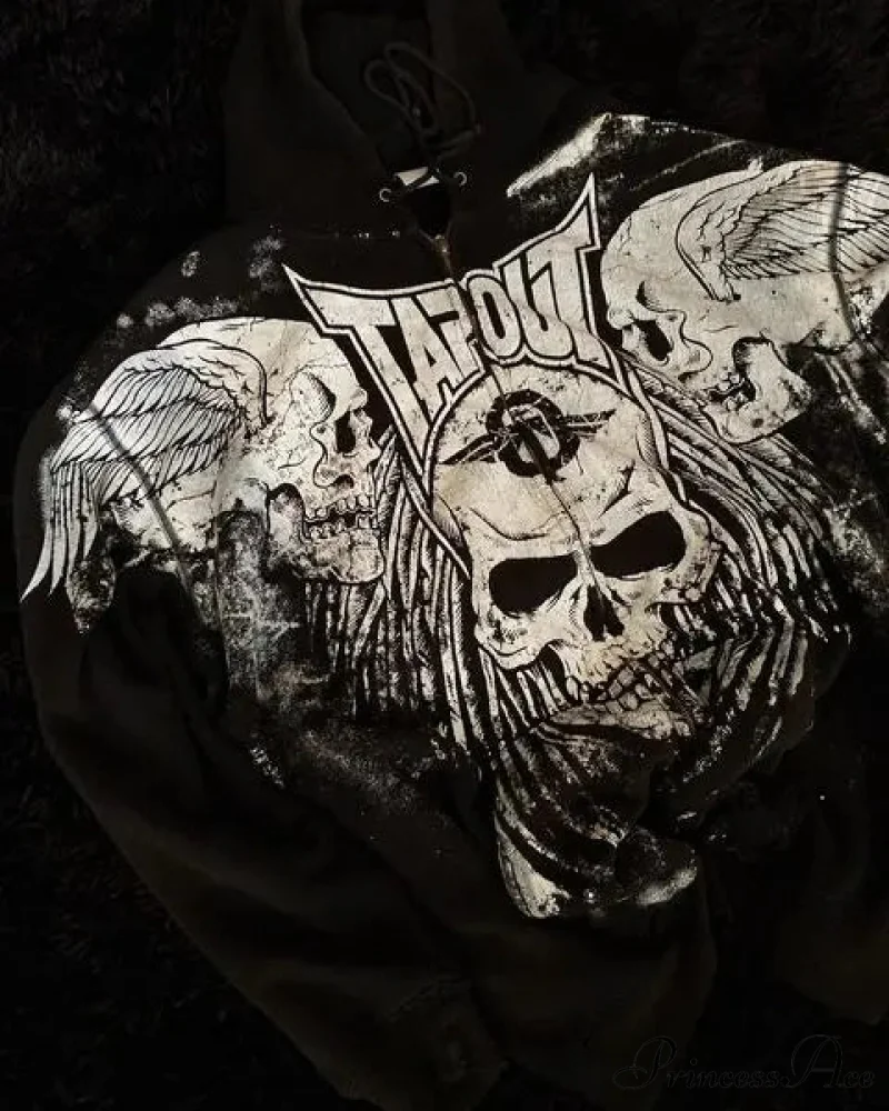 Skull Vintage Zipper Hoodie - Image 2